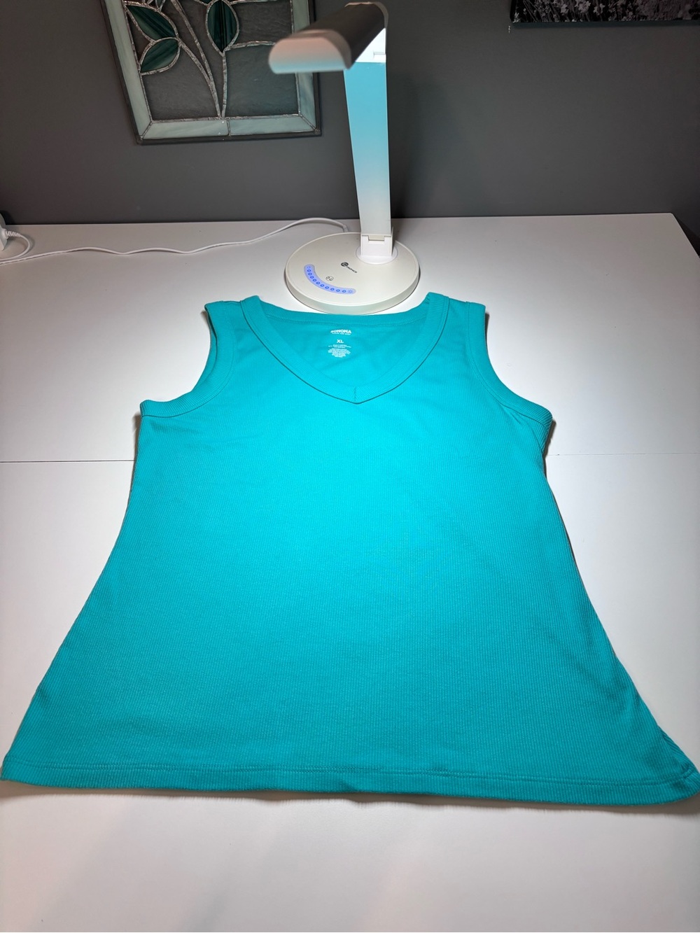 Sonoma Women’s Ribbed V-Neck Tank Top in Teal Like New Condition Size XL Classic